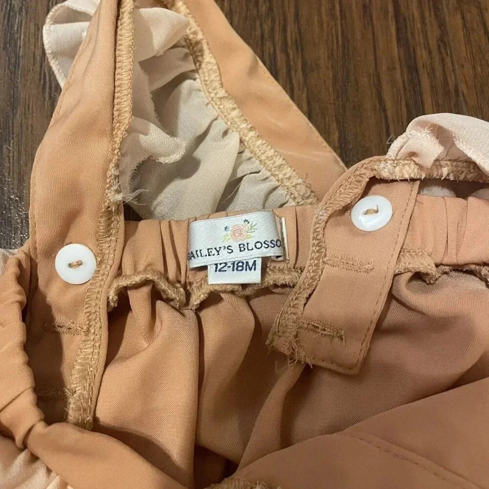 12-18 Months Bailey's Blossoms Boho Romper, Brown & Tan, Flutter - Picture 3 of 5